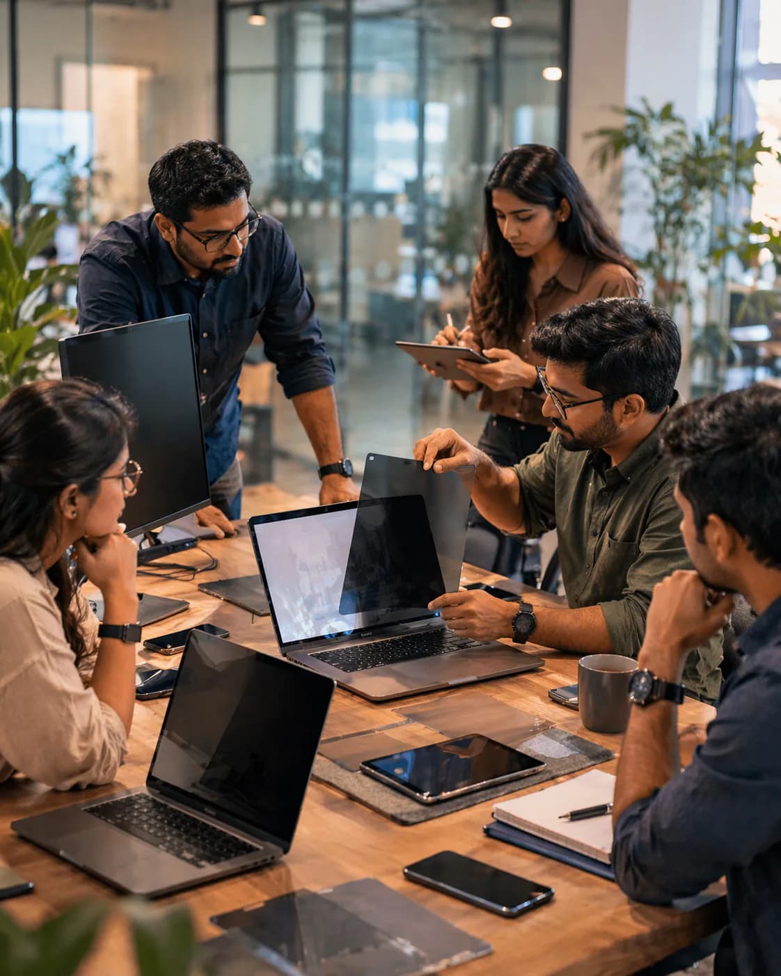 Professional team collaborating in a calm workspace