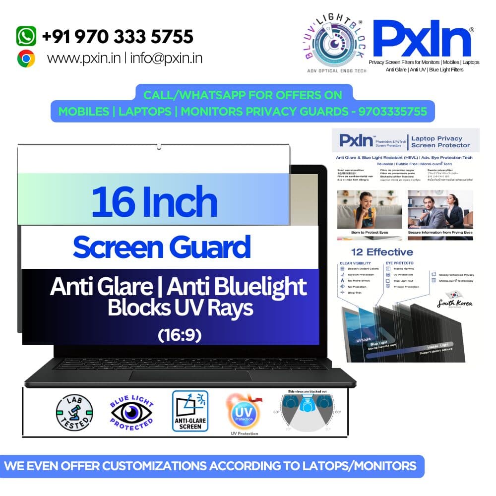 16 Inch (16:9) | Anti Glare | Anti Bluelight Screen Guard