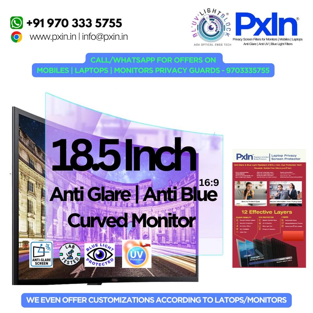 18.5 Inch(16:9) Curved Monitors| Anti Glare | Anti Bluelight Screen Guard