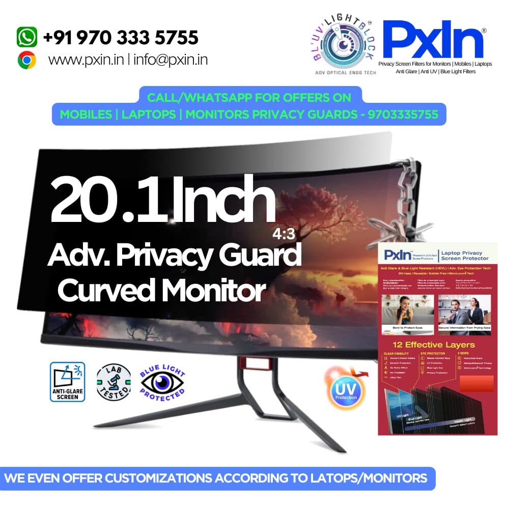 20.1 Inch(4:3) Curved monitor privacy filter | Anti Glare | Anti Blue Light