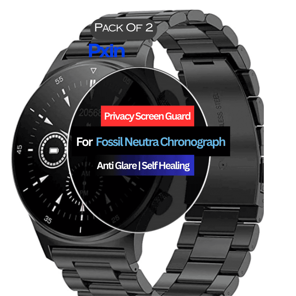 Fossil Neutra Chronograph Stainless Smartwatch Privacy Screen Guard for | Privacy Filter | Anti-Glare, Fingerprint Resistant (Pack of 2)