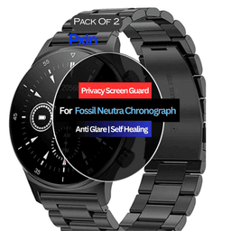 Fossil Neutra Chronograph Stainless Smartwatch Privacy Screen Guard for | Privacy Filter | Anti-Glare, Fingerprint Resistant (Pack of 2)