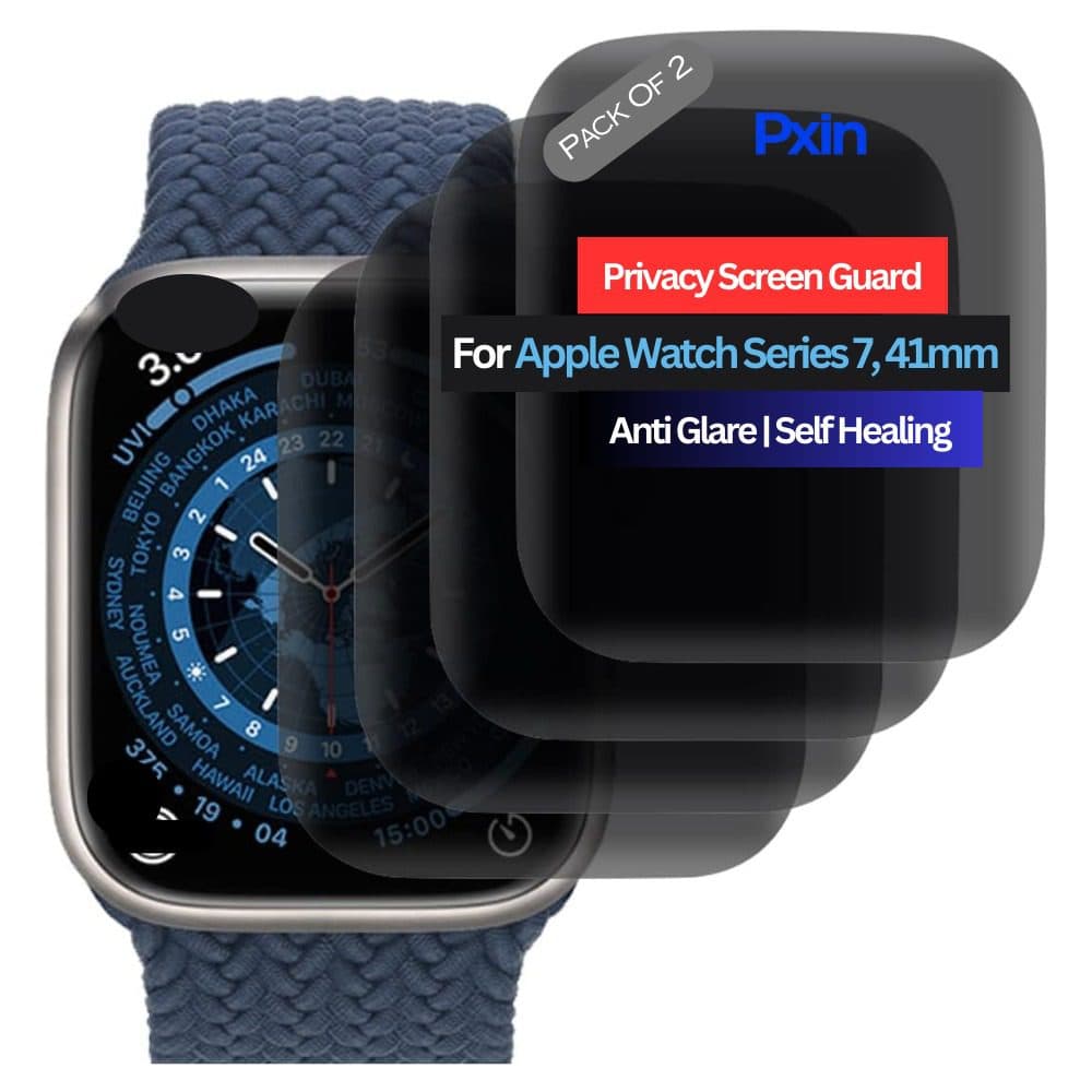 Apple Watch Series 7 (GPS + Cellular, 41mm) Smartwatch Privacy Screen Guard for | Privacy Filter | Anti-Glare, Fingerprint Resistant (Pack of 2)