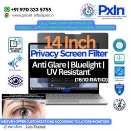 14 inch (16:10) Laptop - Pro Privacy Screen Guard | Anti Glare | Anti Blue Light | UV(A/B/C) Block | PXIN - Image 1