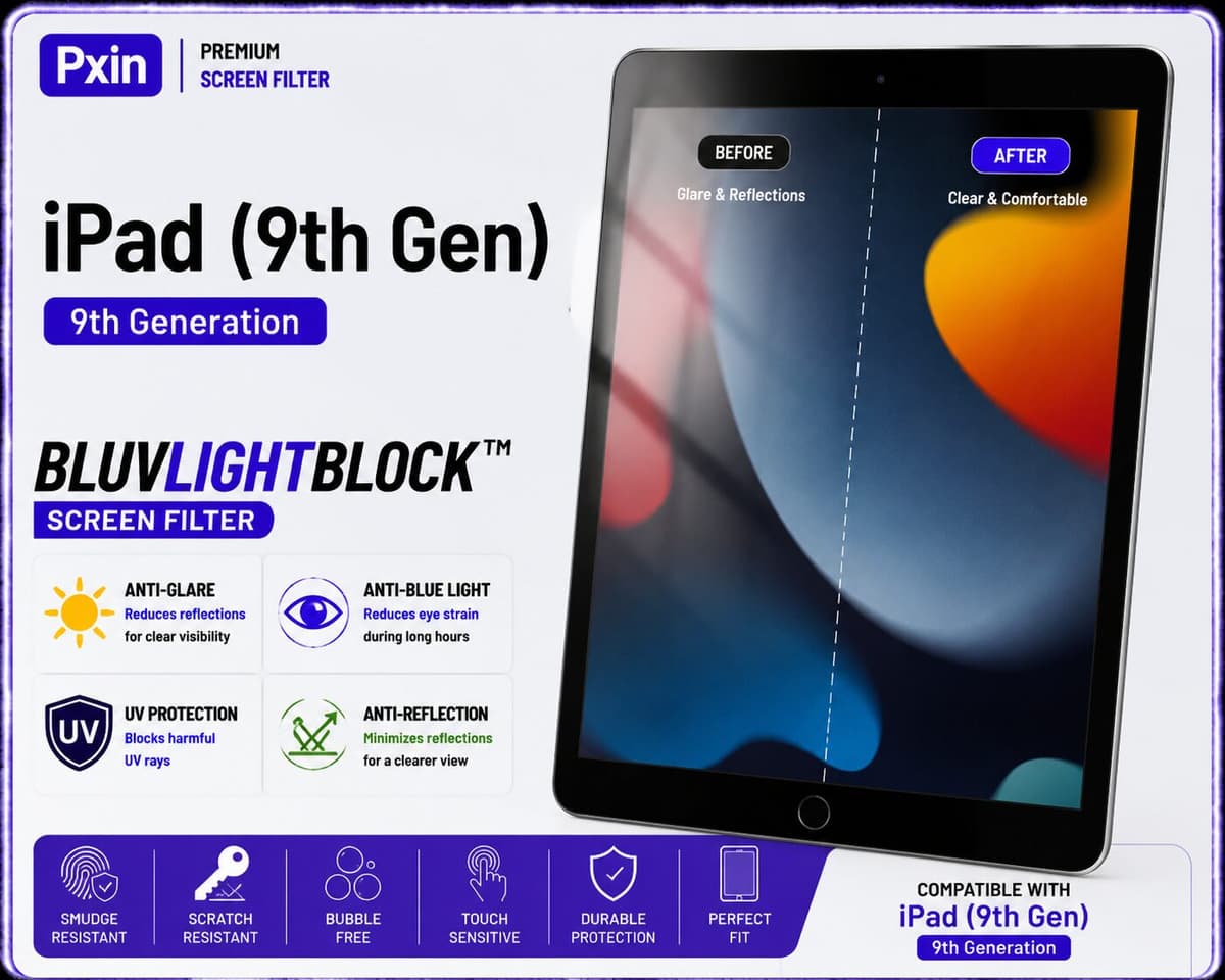 Anti Blue Light & Anti Glare Screen Guard for iPad (9th Gen) iPad (9th Gen) - Image 1