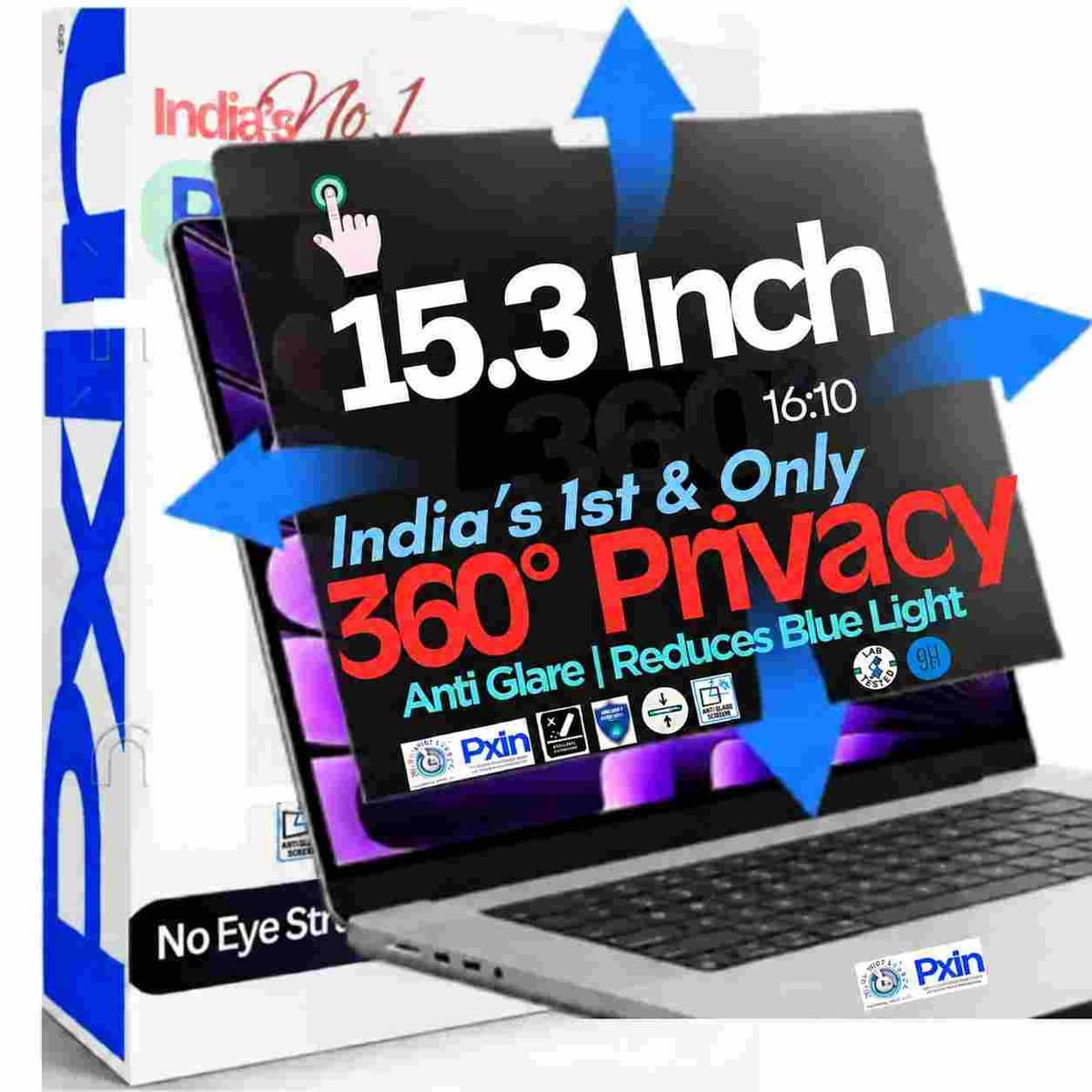 15.3 Inch (16:10) Touch Laptop 360° Privacy (Anti Blue Light & Anti Glare) Screen Guard - Image 1