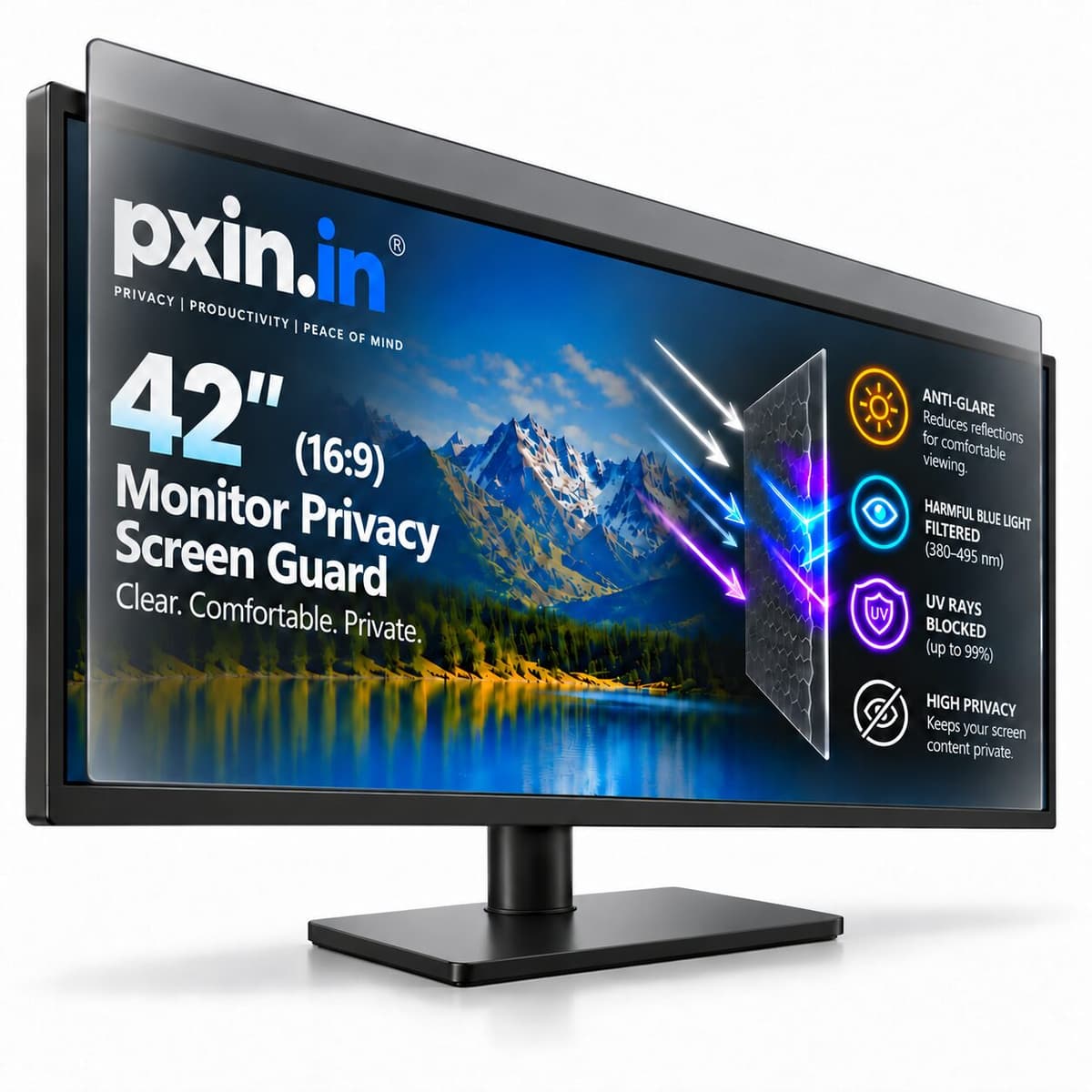 42 Inch (16:9) Monitor Pro Privacy (Anti Blue Light & Anti Glare) Screen Guard - Image 1