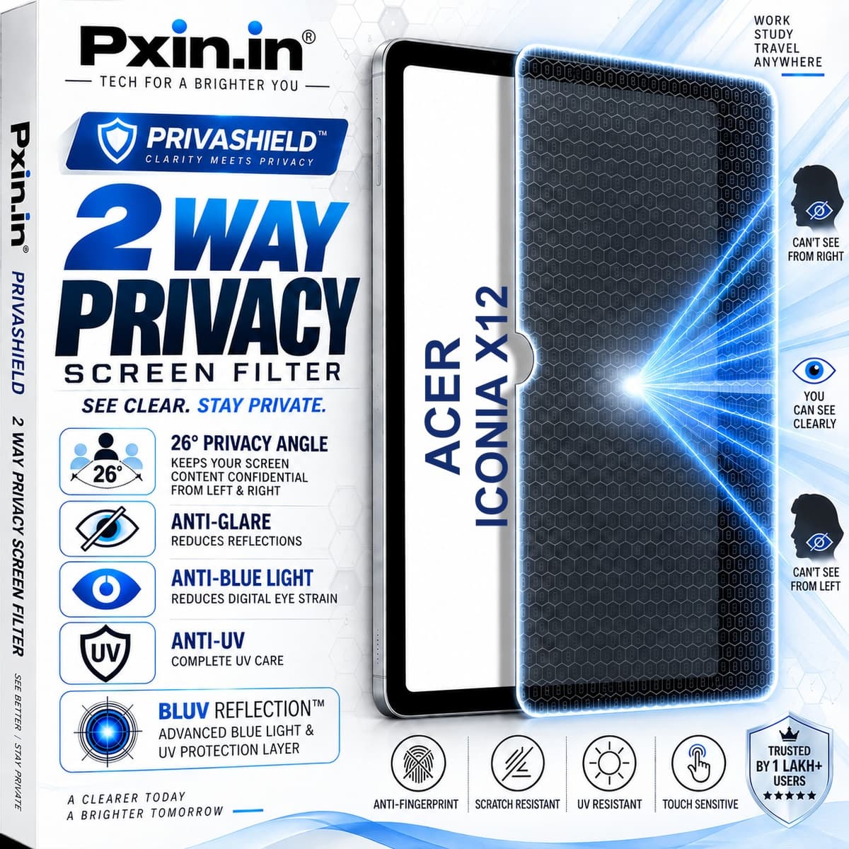 Acer Iconia X12 2 Way Tablet Privacy Screen Guard (Anti-Blue & Anti-Glare) - Image 1