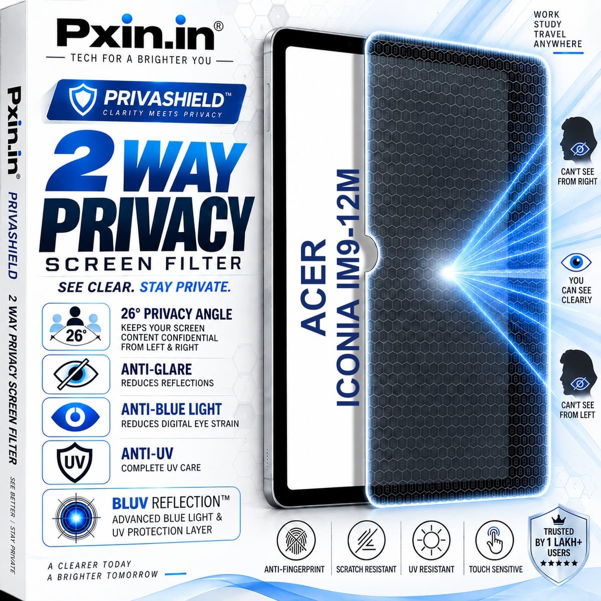 Acer Iconia iM9-12M 2 Way Tablet Privacy Screen Guard (Anti-Blue & Anti-Glare) - Image 1