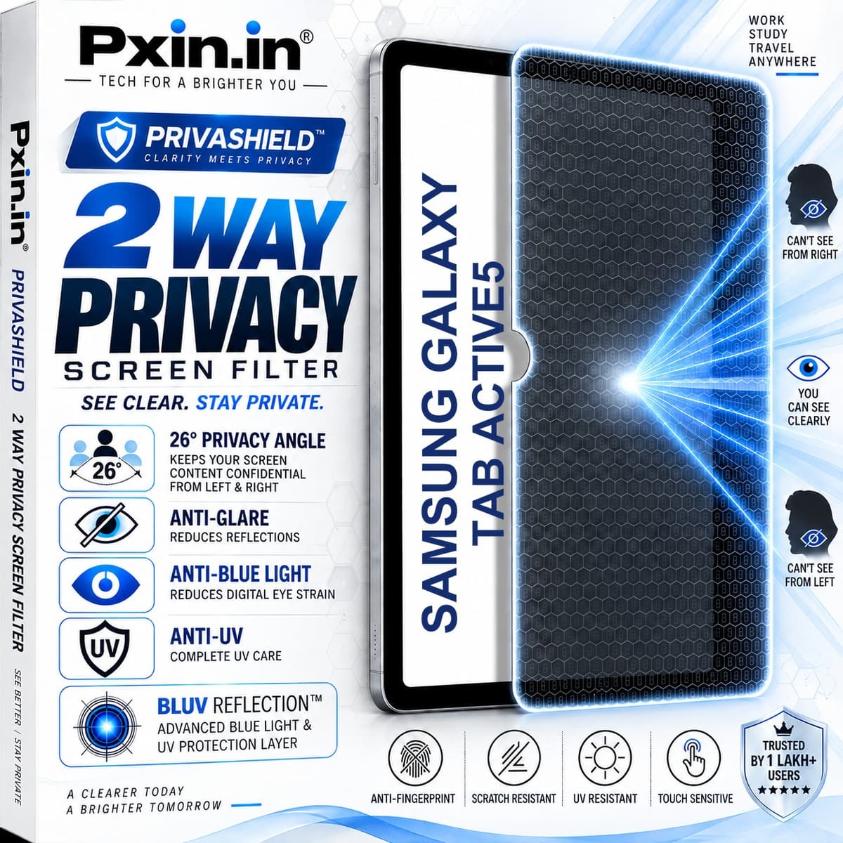 Samsung Galaxy Tab Active5 2 Way Tablet Privacy Screen Guard (Anti-Blue & Anti-Glare) - Image 1
