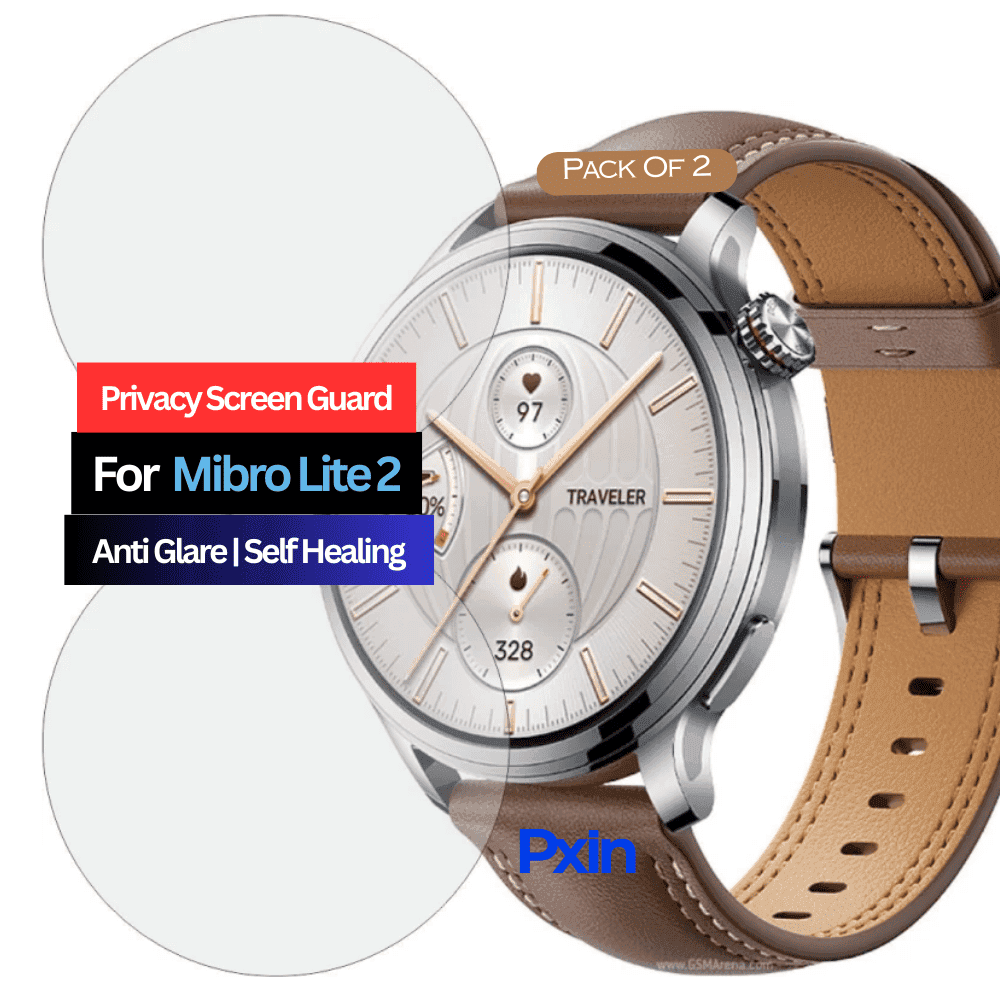 Mibro Lite 2 Smartwatch Privacy Screen Guard for | Privacy Filter | Anti-Glare, Fingerprint Resistant (Pack of 2)