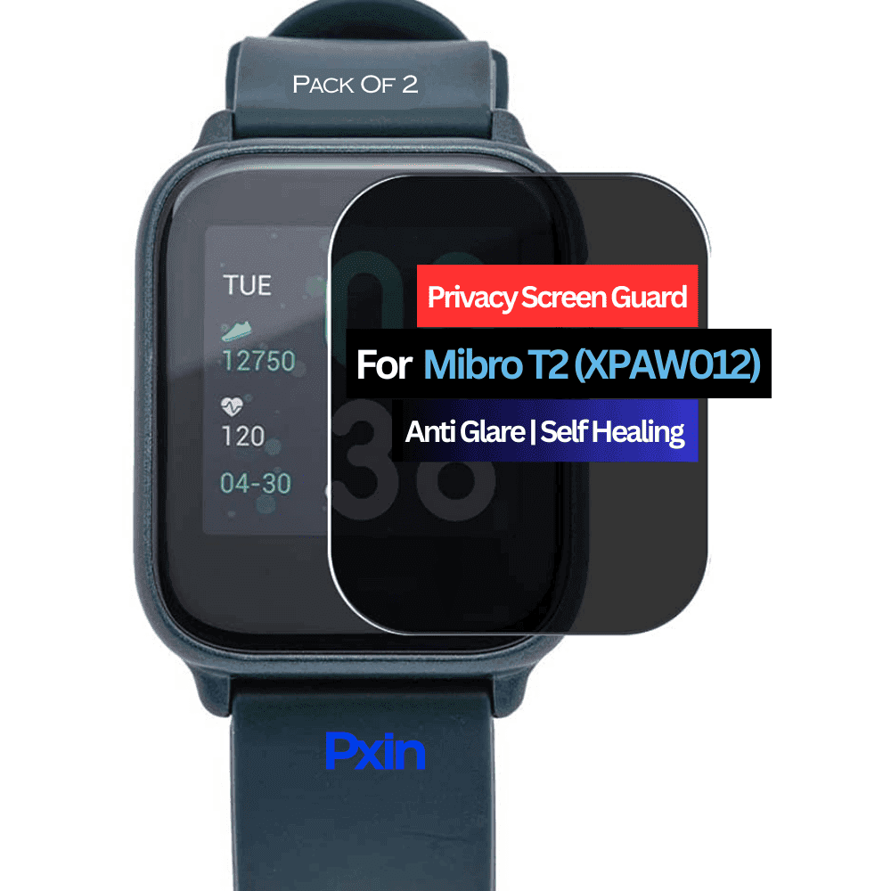 Mibro T2 (XPAW012) Smartwatch Privacy Screen Guard for | Privacy Filter | Anti-Glare, Fingerprint Resistant (Pack of 2)