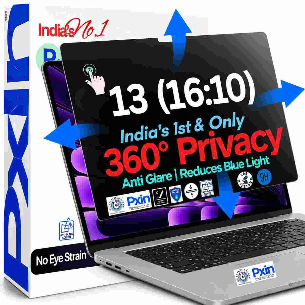 13 inch (16:10) Touch Laptop 360° Privacy (Anti Blue Light & Anti Glare) Screen Guard - Image 1