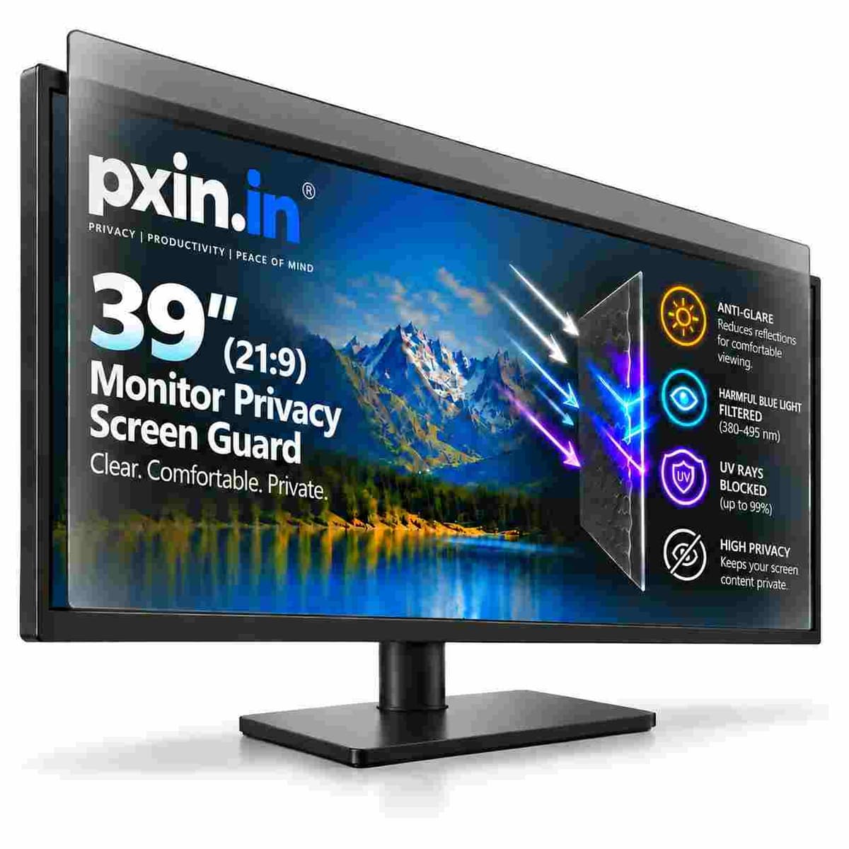 39 Inch (21:9) Monitor Pro Privacy (Anti Blue Light & Anti Glare) Screen Guard - Image 1