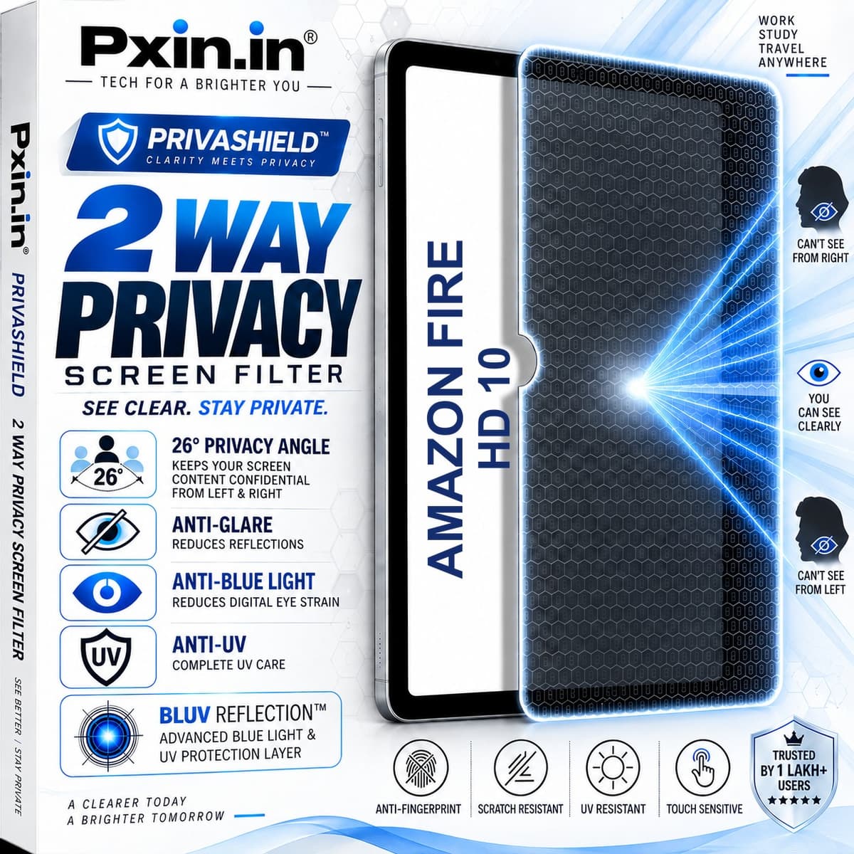 Amazon Fire HD 10 2 Way Tablet Privacy Screen Guard (Anti-Blue & Anti-Glare) - Image 1