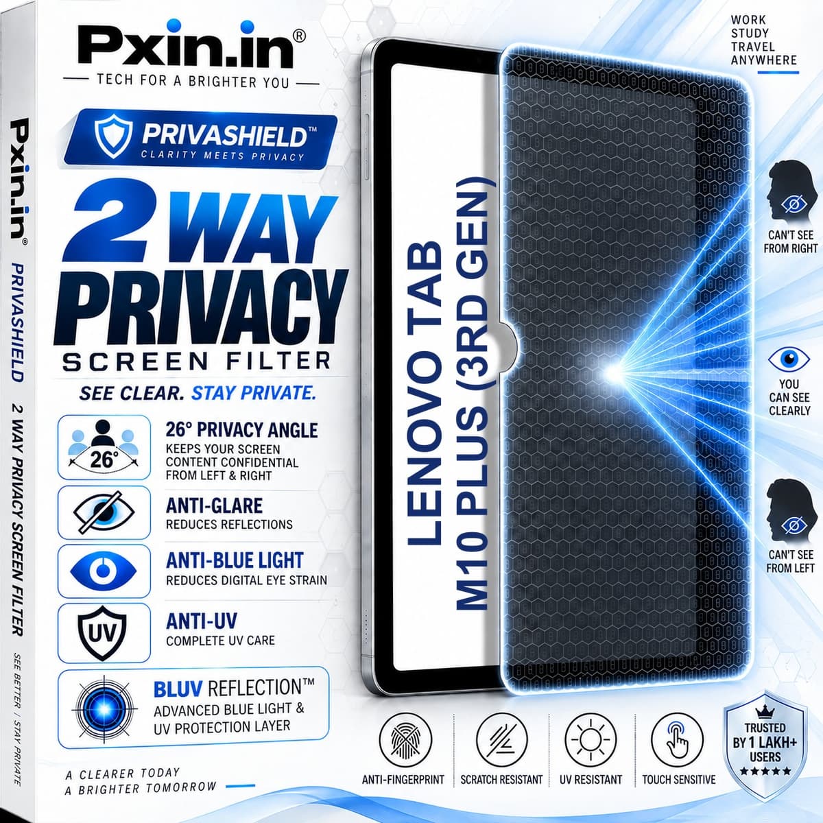 Lenovo Tab M10 Plus (3rd Gen) 2 Way Tablet Privacy Screen Guard (Anti-Blue & Anti-Glare) - Image 1