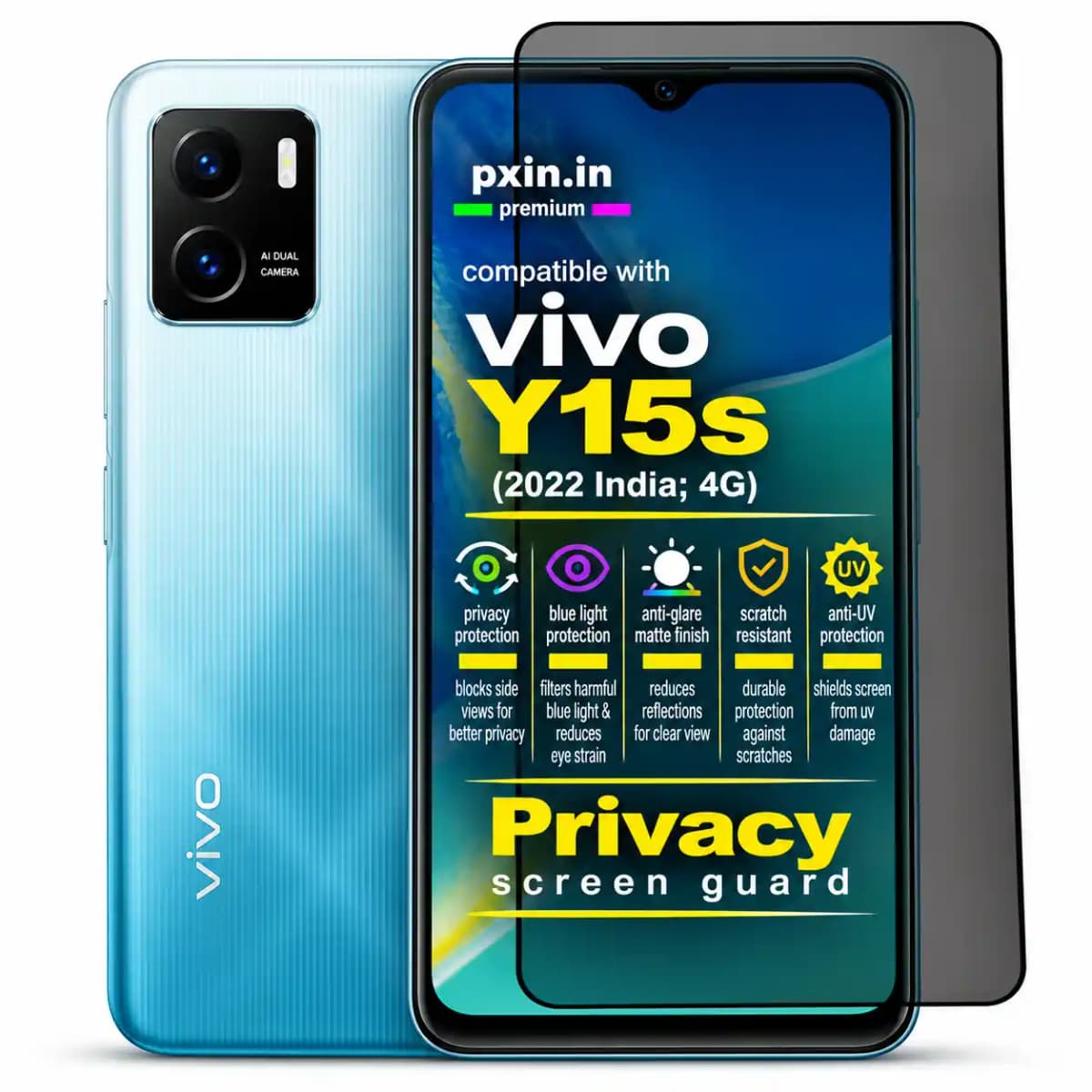 Vivo-Y15s-(2022 India; 4G)-Privacy-Screen-Guard