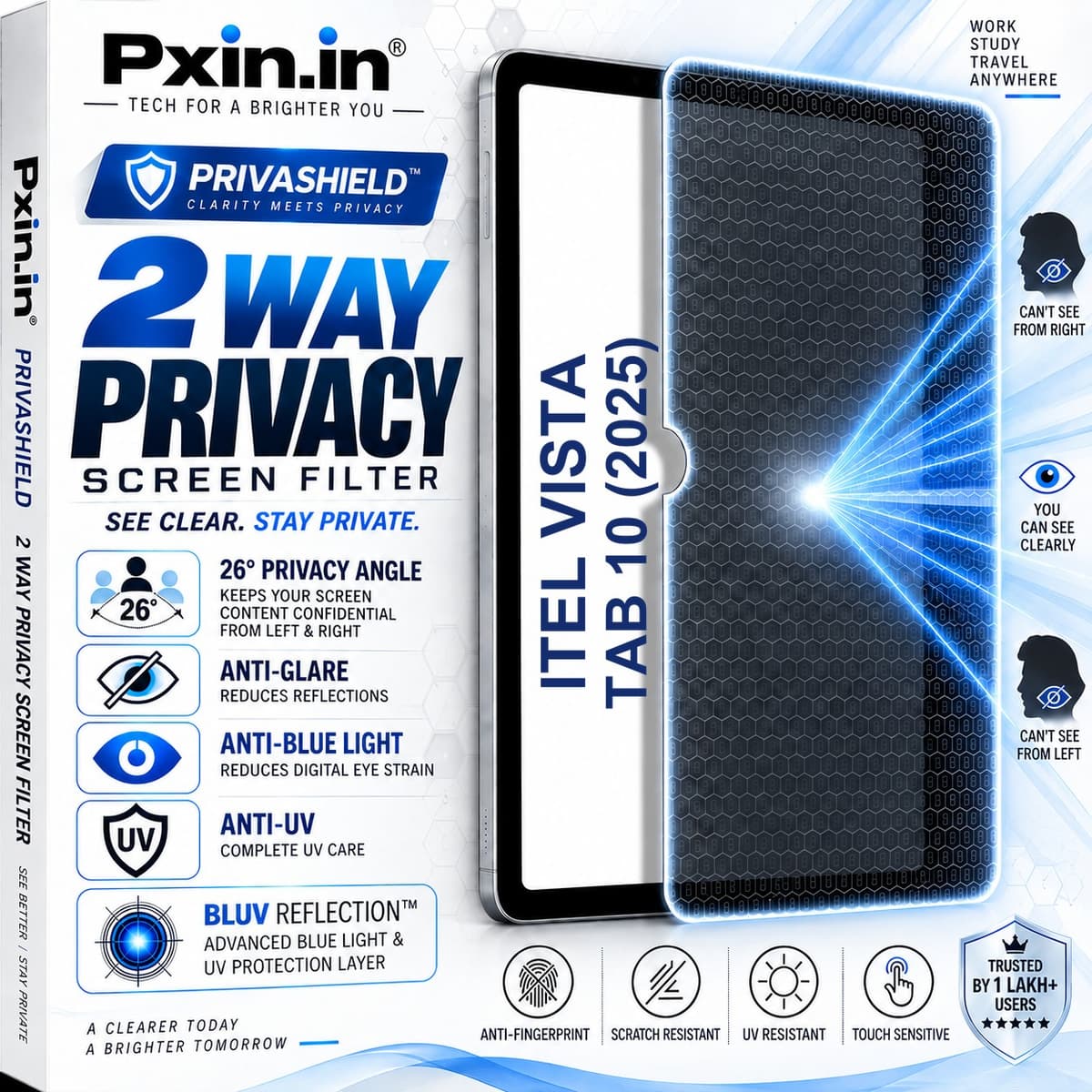 itel Vista Tab 10 (2025) 2 Way Tablet Privacy Screen Guard (Anti-Blue & Anti-Glare) - Image 1